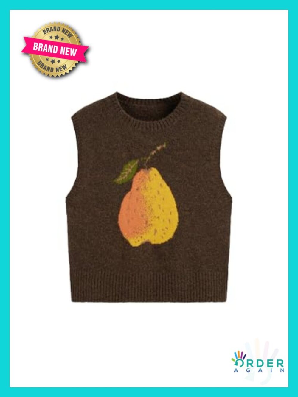 Sleeveless Knit Sweater Vest Pear Graphic Tank Top
